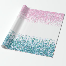 Roze Blauw Confetti Glitter Geslacht Reveal Feestj Cadeaupapier