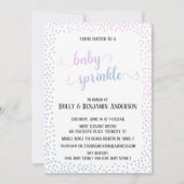 Roze Blauw Confetti Typografie Baby Sprinkle Kaart (Voorkant)