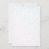 Roze Blauw Confetti Typografie Baby Sprinkle Kaart (Achterkant)
