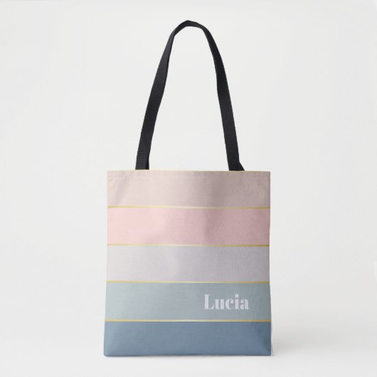 roze blauw Custom Summer Color Block Stripes Tote Bag (Voorkant)