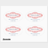 Roze Blauw Dank u Trouwstickers Ovale Sticker (Vel)