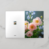 Roze Blauw delicate bloemen Folie Wenskaart (Buiten Laag)