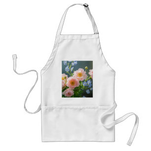 Roze Blauw delicate bloemen Standaard Schort