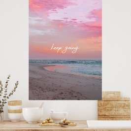 Roze Blauw Één Foto Natuur Blijf het Gaan Poster