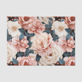 Roze Blauw Elegant bloemenpatroon Blush Tissuepapier