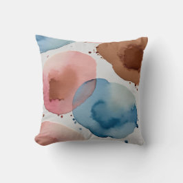 Roze, blauw en bronzen waterverf abstract kussen