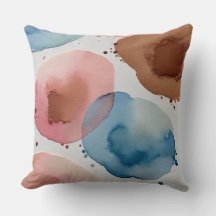 Roze, blauw en bronzen waterverf abstract