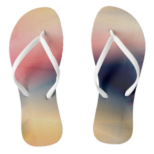 Roze blauw en geel abstract teenslippers