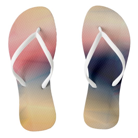 Roze blauw en geel abstract teenslippers (Voetbed)
