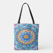 Roze, Blauw en Geel Mandala Tote Bag (Achterkant)