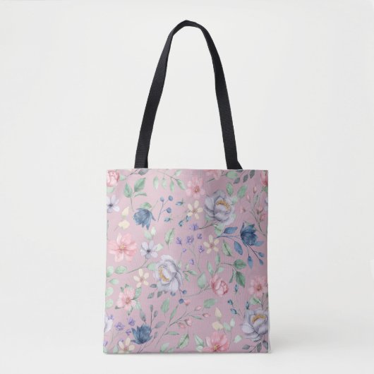 Roze blauw en geel Paars Tote Bag (Voorkant)