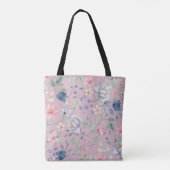 Roze blauw en geel Paars Tote Bag (Achterkant)