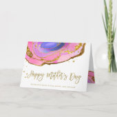 Roze Blauw en Goud Geode | Happy Moederdag Kaart (Voorkant)