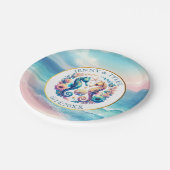 Roze, Blauw en Gouden Kust Zanddollar Strand Papieren Bordje (Gekanteld)