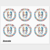 Roze, Blauw en Gouden Kustzanddollarstrand Ronde Sticker (Vel)