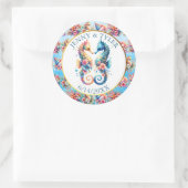 Roze, Blauw en Gouden Kustzanddollarstrand Ronde Sticker (Tas)