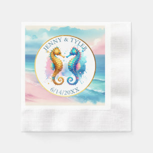 Roze, Blauw en Gouden Kustzanddollarstrand Servet