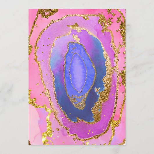 Roze blauw en goudgeode | Weddenschap Menu (Achterkant)