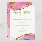 Roze blauw en goudgeode | Weddenschap Menu (Voorkant / Achterkant)