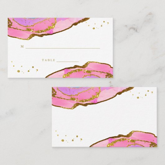 Roze blauw en goudgeode | Weddenschapskaart Plaatskaartje (Voorkant / Achterkant)