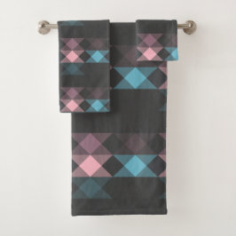 roze blauw en grijs geometrisch bad handdoek