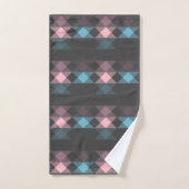 roze blauw en grijs geometrisch bad handdoek (Handdoek)