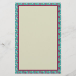 Roze Blauw en Groen Snowflake Patroon Briefpapier