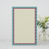 Roze Blauw en Groen Snowflake Patroon Briefpapier (Staand voorkant)