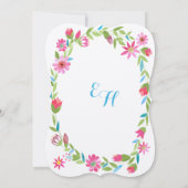 Roze Blauw en Groen Wreath Forest Wedding Invite Kaart (Achterkant)