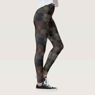roze blauw en koffieboon geometrisch leggings