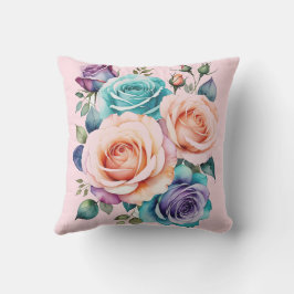 Roze, blauw en paarse rozen buitenkussen