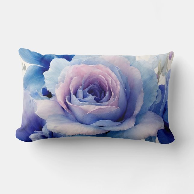 Roze, blauw en paarse rozen kussen (Voorkant)