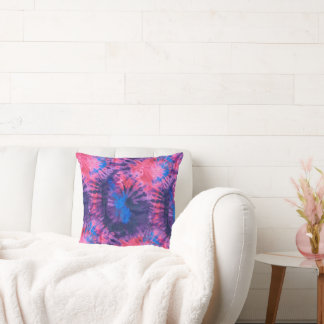Roze Blauw en Paarse Spiraal Tie Dye  Kussen
