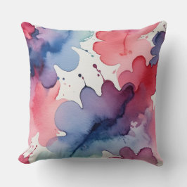 Roze, blauw en paarse waterverf textuur kussen