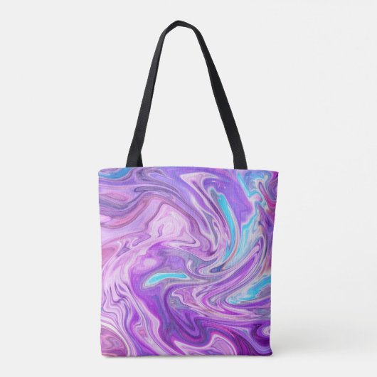 Roze blauw en paarse wervelingen canvas tas (Achterkant)