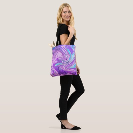 Roze blauw en paarse wervelingen canvas tas (Op model)