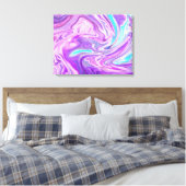 Roze blauw en paarse wervelingen verpakt canvas afdruk (Insitu (Slaapkamer))