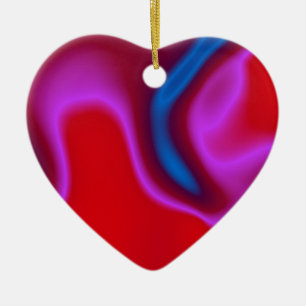 roze blauw en rood hart ornament