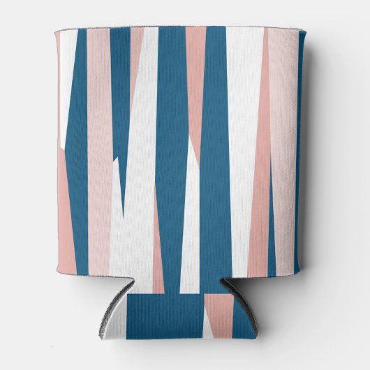 Roze blauw en wit Abstract Blikjeskoeler (Voorkant)