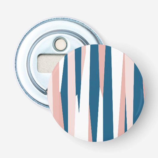 Roze blauw en wit Abstract Button Flesopener (Voorkant)