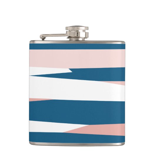 Roze blauw en wit Abstract Heupfles (Voorkant)