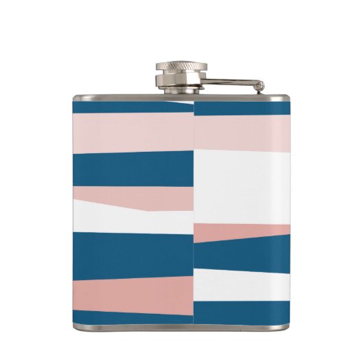 Roze blauw en wit Abstract Heupfles (Achterkant)