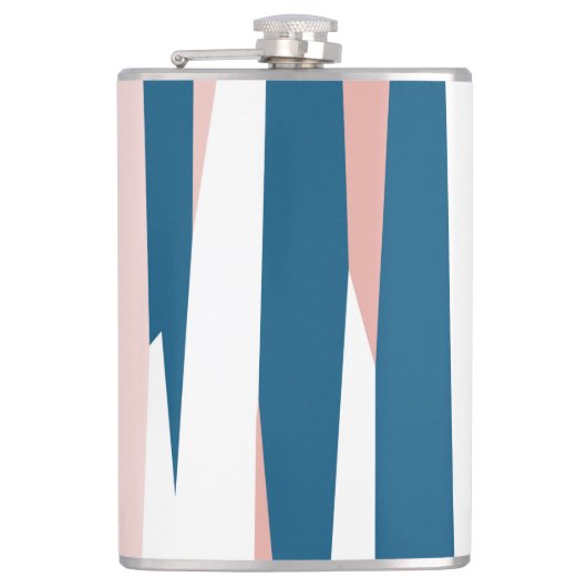 Roze blauw en wit Abstract Heupfles (Voorkant)