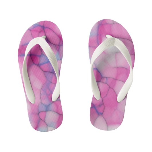 Roze blauw en wit Abstract Kinder Teenslippers (Voetbed)