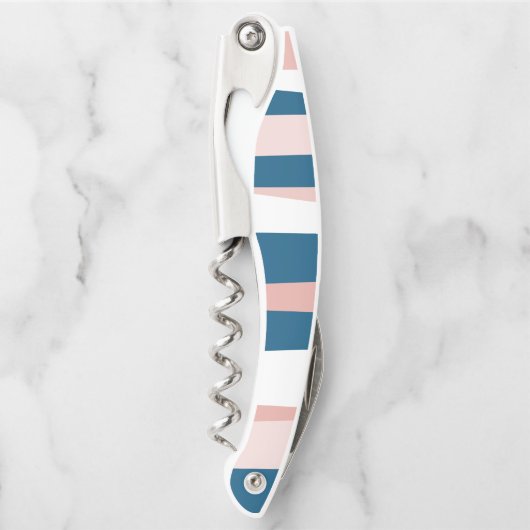 Roze blauw en wit Abstract Kurkentrekker (Voorkant)