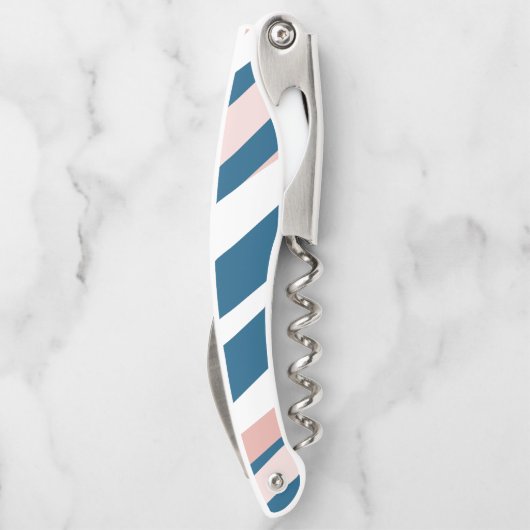 Roze blauw en wit Abstract Kurkentrekker (Achterkant)