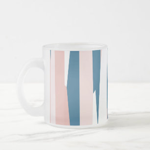 Roze blauw en wit Abstract Matglas Koffiemok