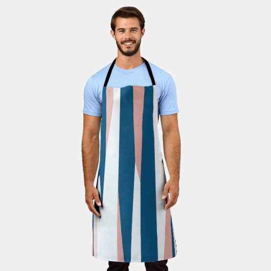 Roze blauw en wit Abstract Schort (Gedragen)