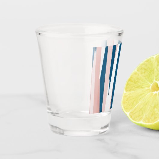 Roze blauw en wit Abstract Shot Glas (Links)