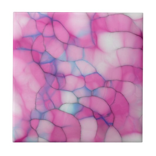 Roze blauw en wit Abstract Tegeltje (Voorkant)